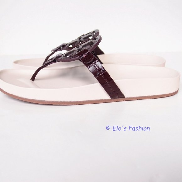 ❤️ NIB Tory Burch Miller Cloud Leather Sandal Cream PLUM US 7 7.5 8.5 9 9.5 AUTH - Picture 11 of 16